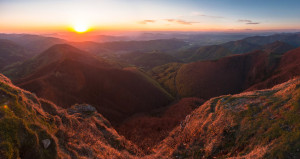 panoráma západu slnka z Kľaku