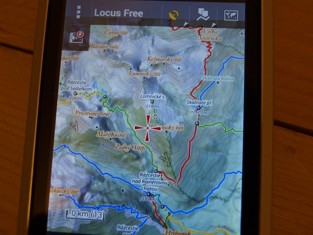 Locus maps a smartfón na horách